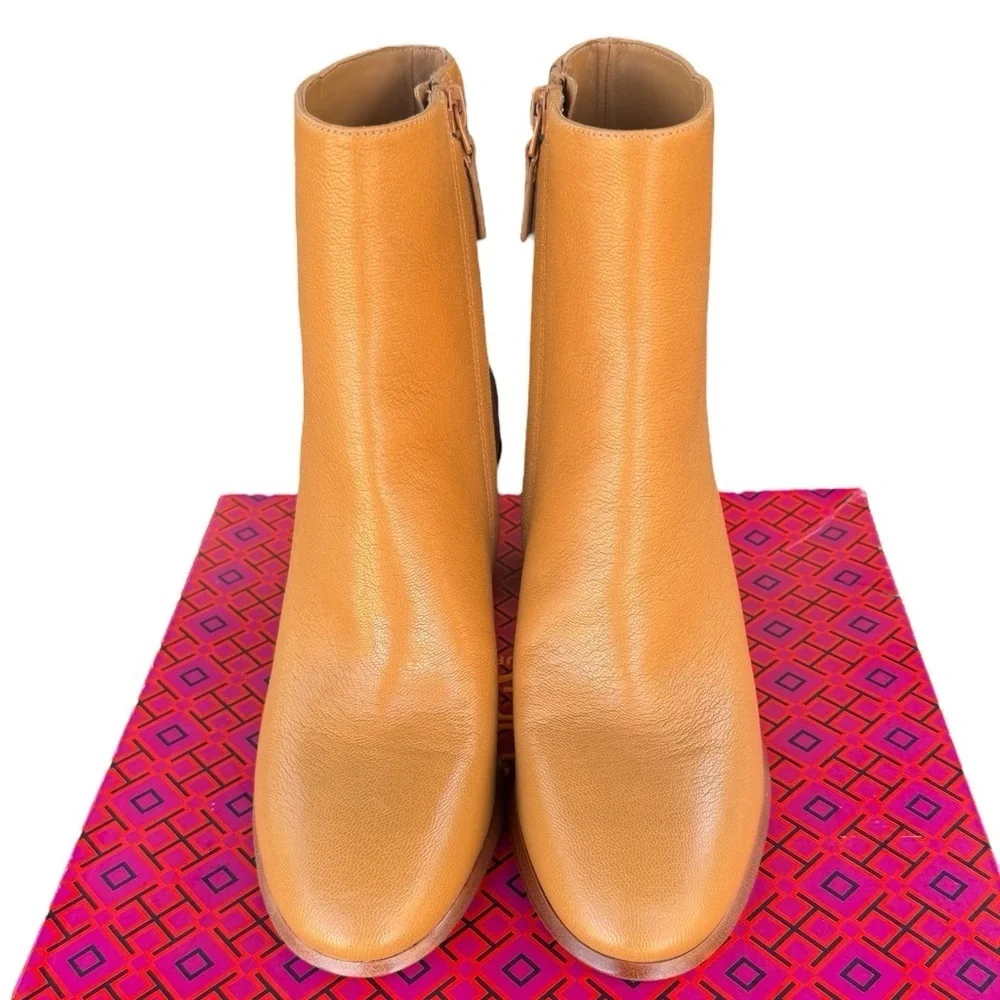 NIB TORY BURCH BROOKE STAMPED HEEL ROUND TOE LEATHER BOOTIE
